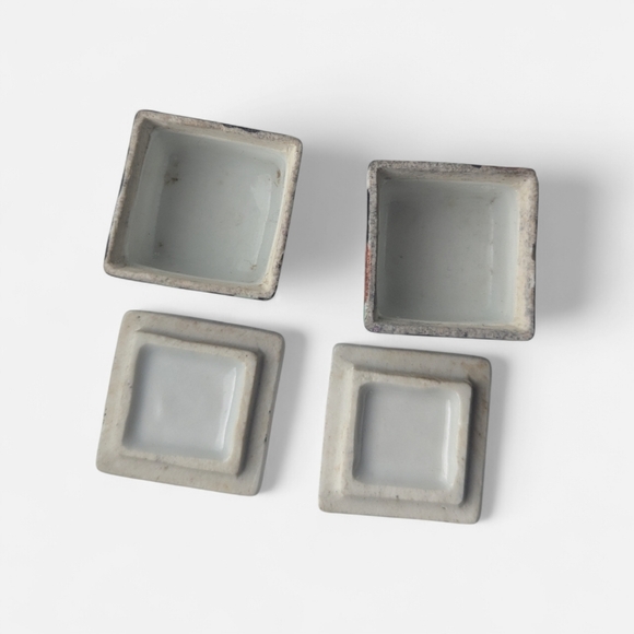 Pair Of Antique Famille Noire Chinese Cloisonne Trinket Boxes - Picture 3 of 11